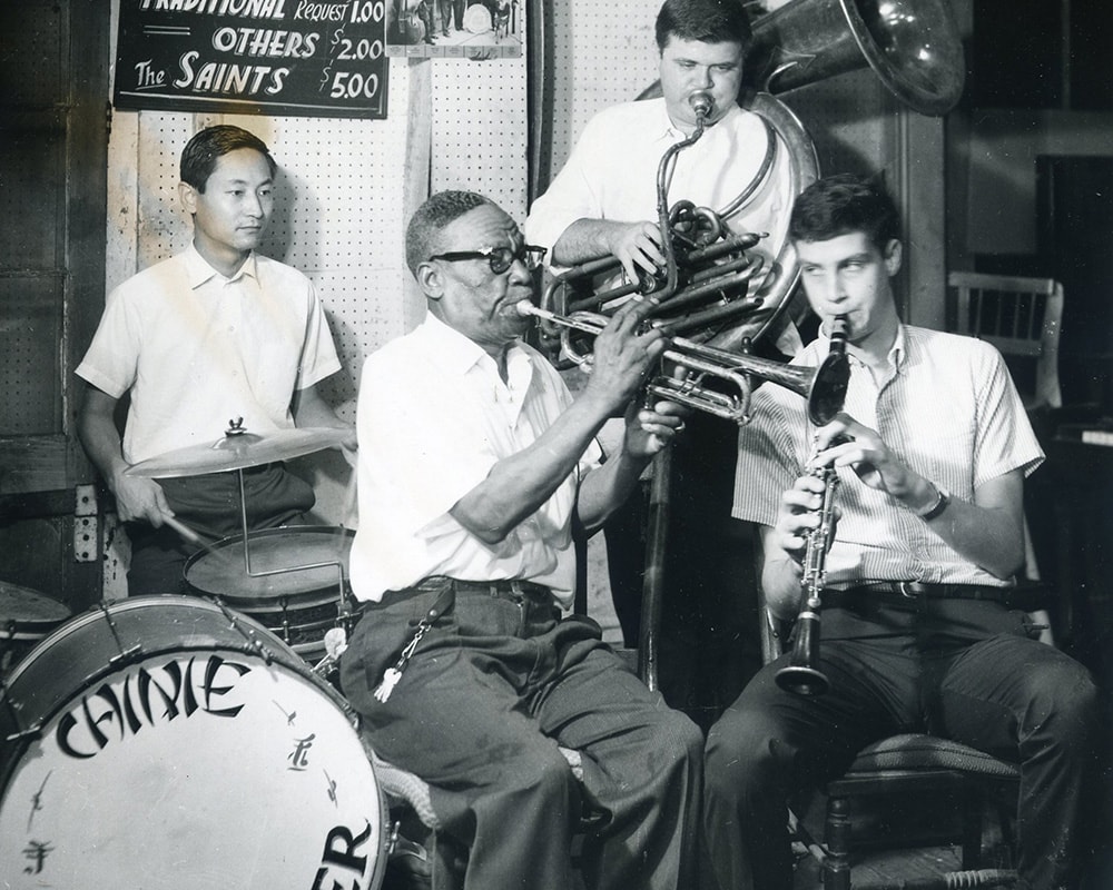 Yoichi Kimura, Punch Miller, Allan Jaffe and Tom Sancton, c. 1967. Photo by Dan Lehrer